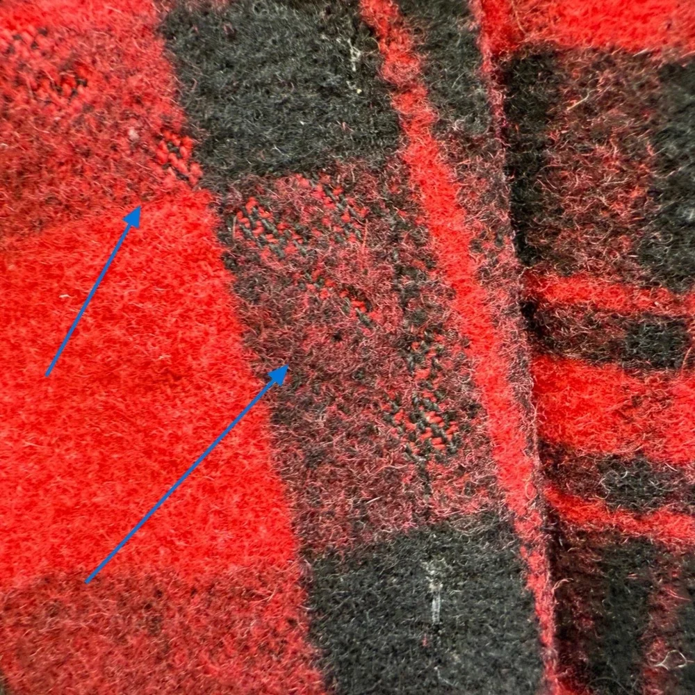 Kate Spade Saturday Wool Blend Scotch‎ Plaid Button Up Red Black Pea Coat wmn M